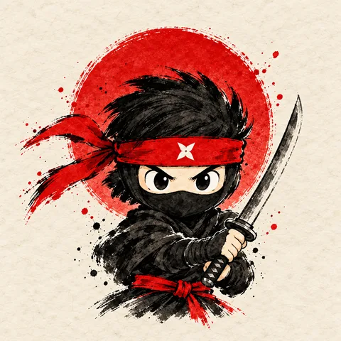Ninja con katana, personaje del plan Ronin