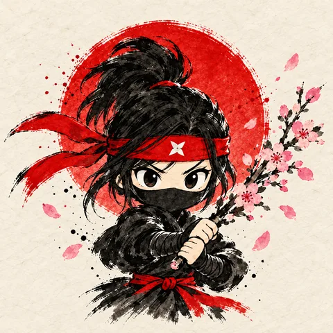 Kunoichi con rama de cerezo, personaje del plan Wako